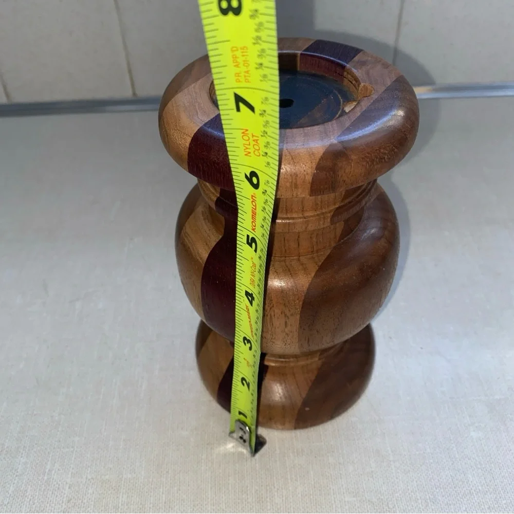S & T Turnings Vintage Turned Wood Candle‎ Pillar Holder